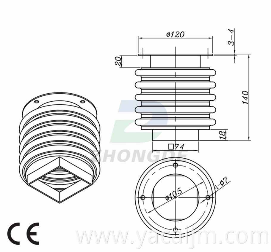 Ball screw circular bellows cover high temperature resistant bellows cover